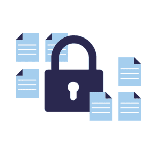 Graphic illustration of lock protecting marketing files with Secure Marketing Cloud Storage